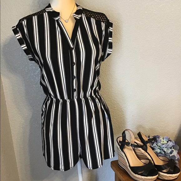 No Boundaries Pants - Black & white romper